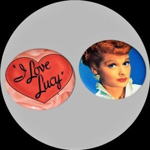 I Love Lucy Button Pin Set Red Heart Lucille Ball